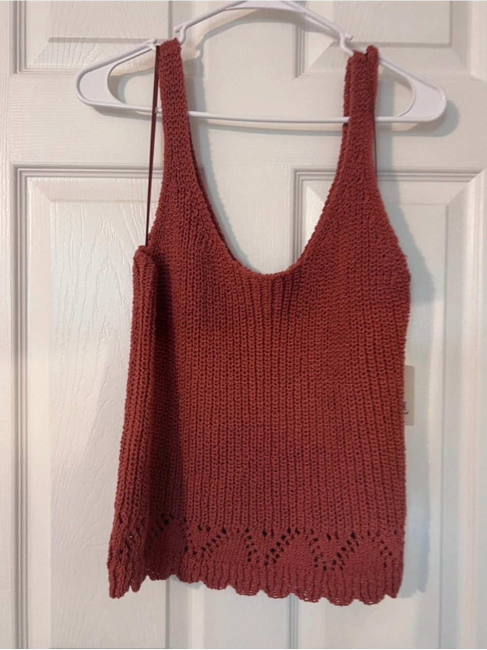 a.n.a Rust Crochet-Hem Knit Tank Top